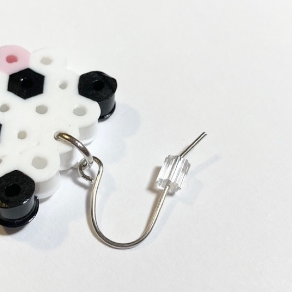 Panda Perler Bead Earrings Black/White. New - Picture 3 of 3